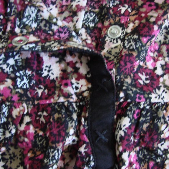H&M Purple Pink Black Floral Boho Babydoll Peasant Dress - Picture 6 of 15